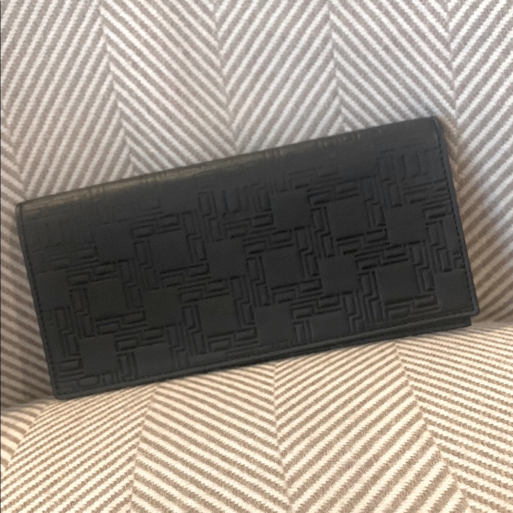 DUNHILL Black Geometric Textured Bifold Longline Wallet